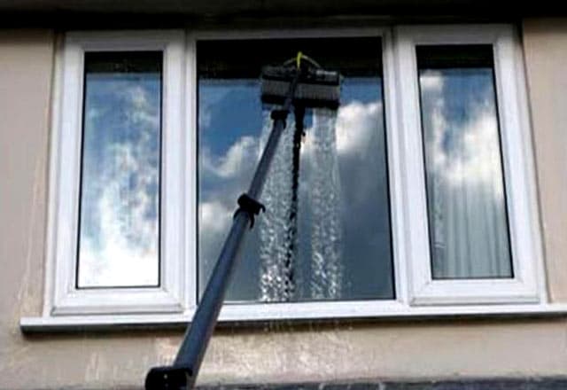 Window cleaning with a water fed pole and pure water technology.